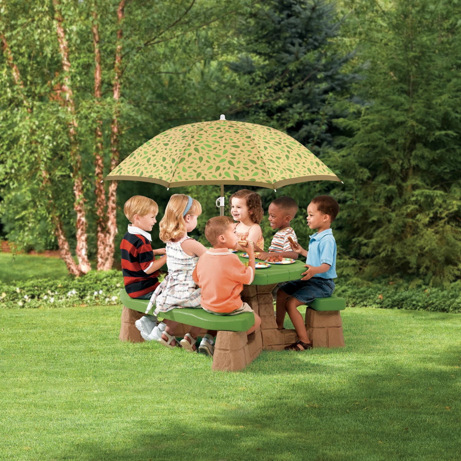 Step2 Naturally Playful Kids Picnic Table With 60-inch Umbrella 3 Step2 Naturally Playful Kids Picnic Table With 60-inch Umbrella - Image 3