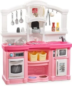 Step2 Fun With Friends Kitchen Set For Kids – Pink – Includes Toy Kitchen Accessories, Interactive Features For Pretend Play – Indoor/Outdoor Toddler Playset