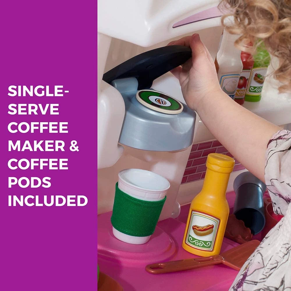 Step2 Fun With Friends Kitchen Set For Kids – Pink – Includes Toy Kitchen Accessories, Interactive Features For Pretend Play – Indoor/Outdoor Toddler Playset 3 Step2 Fun With Friends Kitchen Set For Kids – Pink – Includes Toy Kitchen Accessories, Interactive Features For Pretend Play – Indoor/Outdoor Toddler Playset - Image 3