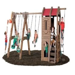 Step2 Naturally Playful Adventure Lodge Play Center With Glider -Step2 Step2 Naturally Playful Adventure Lodge Play Center with Glider Outdoor Toys Step2 Toycra 3