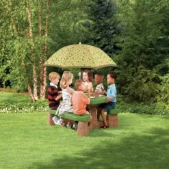 Step2 Picnic Table With Umbrella (Bright) -Step2 Step2 Picnic Table With Umbrella Bright Outdoor Toys Step2 Toycra 3
