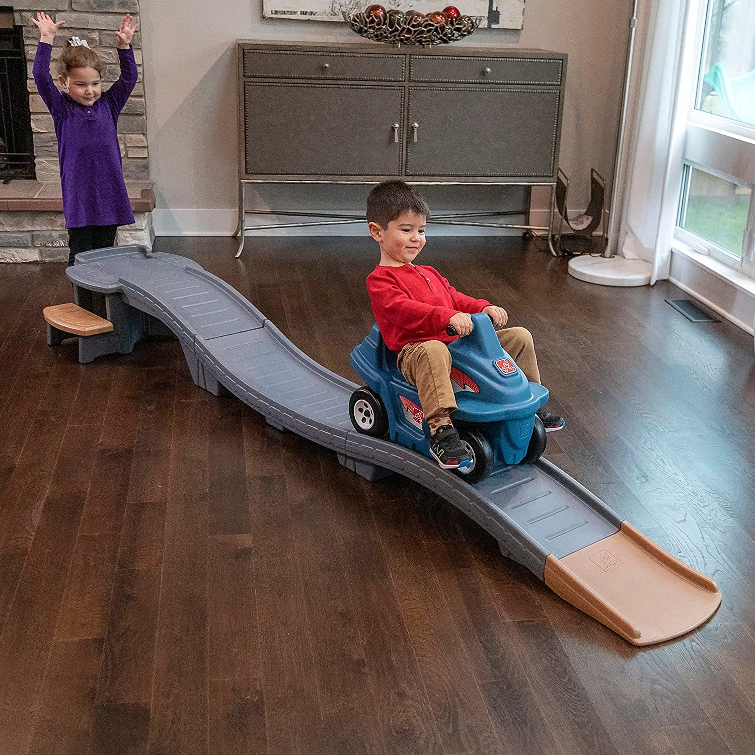 Step2 Up & Down Roller Coaster For Kids, Platinum Edition – Ride On Toy For Indoor/Outdoor Use – Compact Storage, Skill Building Toddler Toys, Gray & Blue 2 Step2 Up & Down Roller Coaster For Kids, Platinum Edition – Ride On Toy For Indoor/Outdoor Use – Compact Storage, Skill Building Toddler Toys, Gray & Blue - Image 2