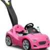 Step2 Whisper Ride Toddler Push Car, Pink – Ride On Toy With Included Seat Belt, Easy Storage And Transport, Steering Wheel For Pretend Play – Push Toy Car Makes A Great Stroller Alternative